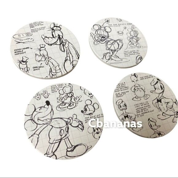 Mickey Mouse and Friends Coaster Set Sketch Minnie Drink Home Furniture Parks - Picture 1 of 7